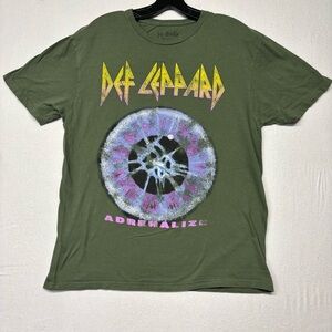 Def Leppard Men T-Shirt Large Green Adrenalize Graphic Short Sleeve Tee 2023